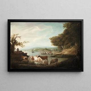 Alvan Fisher - A Calm Watering PlaceExtensive and Boundless Scene with Cattle.webp