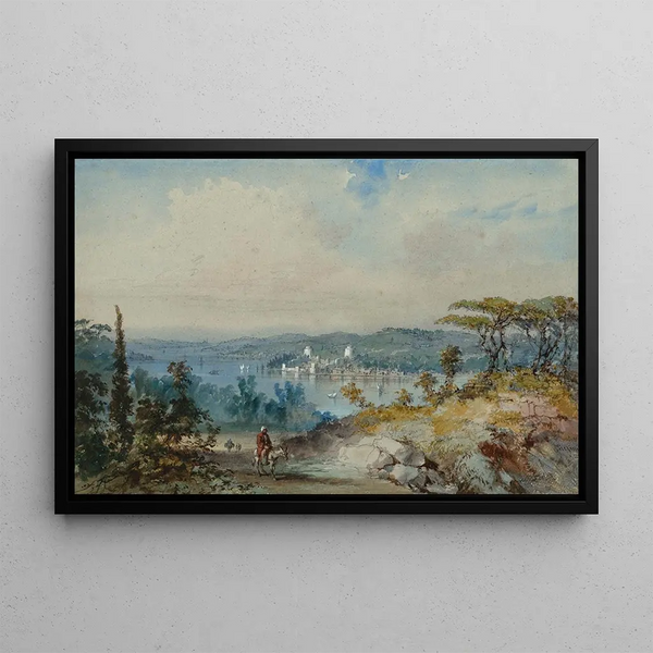 Amadeo Preziosi - View over the Bosphorus showing the Fortress of Rumeli Hissar Rumelihisar Constantinople.webp