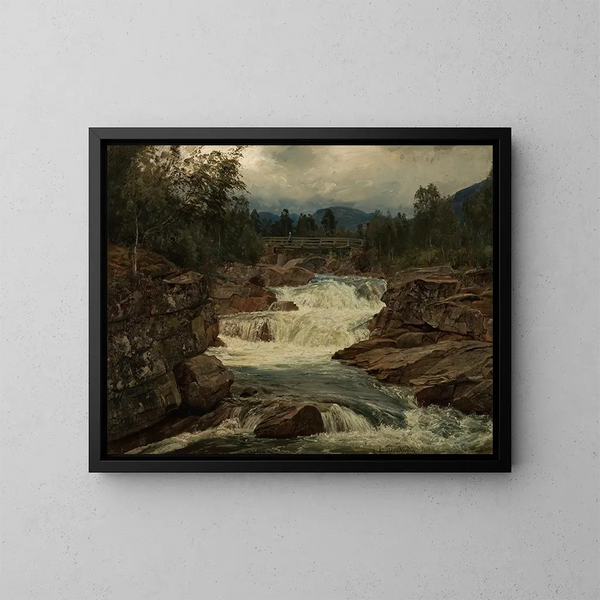 Hornindalsfossenin vesiputouksesta, Nordfjord - Amaldus Nielsen — kehystetty taideteos seinällä