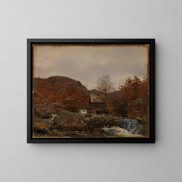 Moulin à Frostestad près de Mandal - Amaldus Nielsen — kehystetty taideteos seinällä