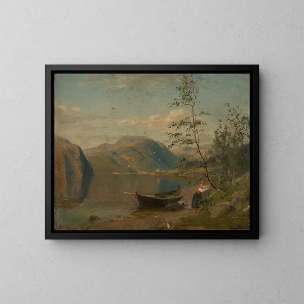 Rantareitti Hardangerissa - Amaldus Nielsen — kehystetty taideteos seinällä