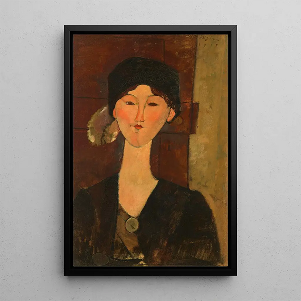 Amedeo Modigliani - Beatrice Hastings oven edessä — kehystetty taideteos seinällä