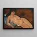 Nu maalaus sinisellä tyynyllä - Amedeo Modigliani — kehystetty taideteos seinällä
