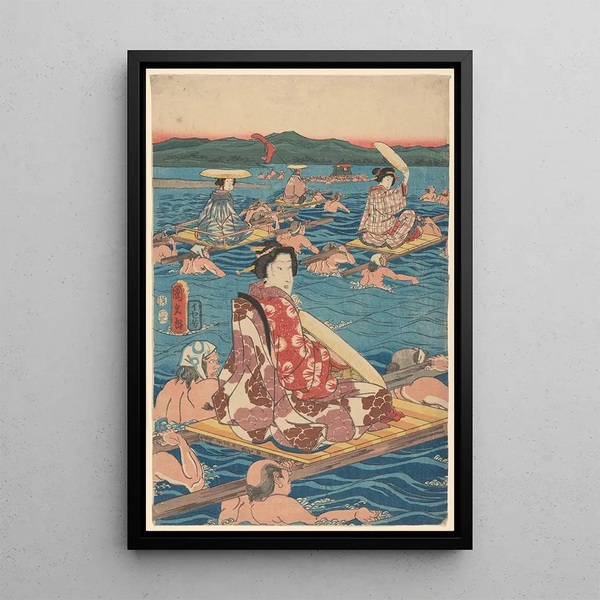 Maalauksen jäljennös Suuren joen ylityksestä - Andō Hiroshige