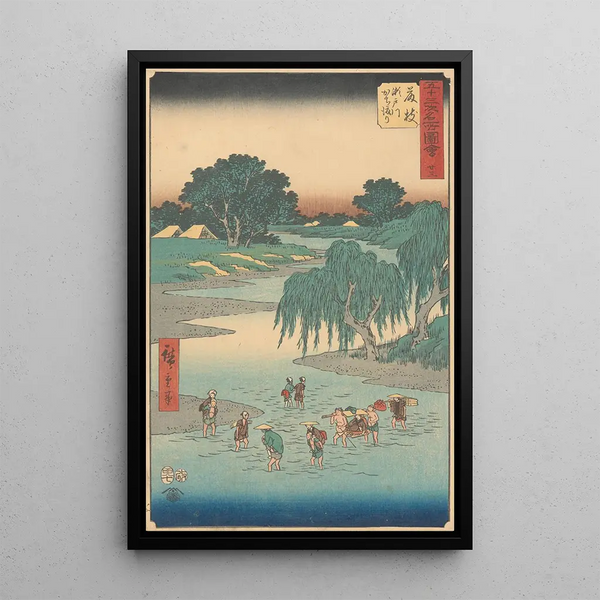 Fujieda-maalaus - Andō Hiroshige — kehystetty taideteos seinällä