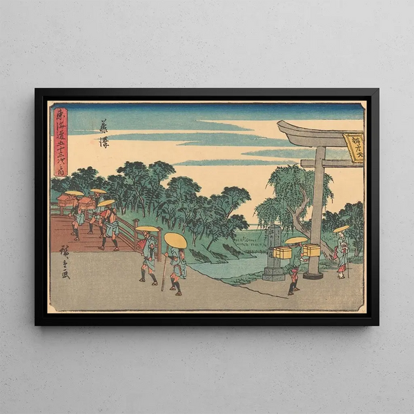 Fujisawan maalaus - Andō Hiroshige — kehystetty taideteos seinällä