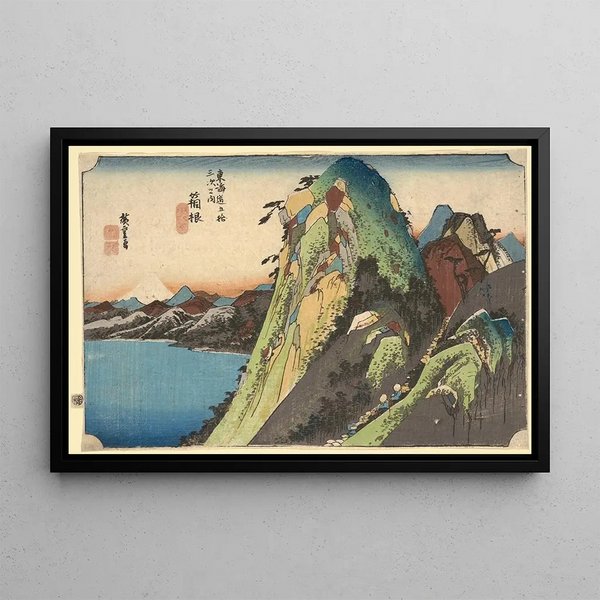 Hakone-maalaus, Kosuinjärvi - Andō Hiroshige — kehystetty taideteos seinällä