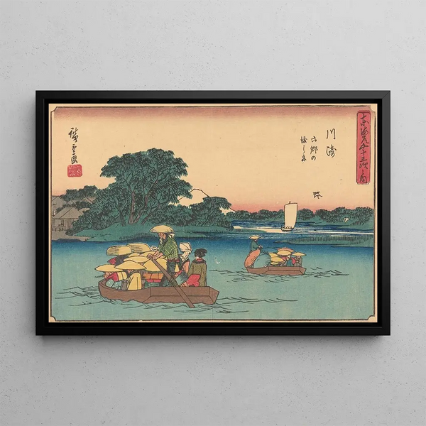 Kawasaki-maalaus - Andō Hiroshige — kehystetty taideteos seinällä