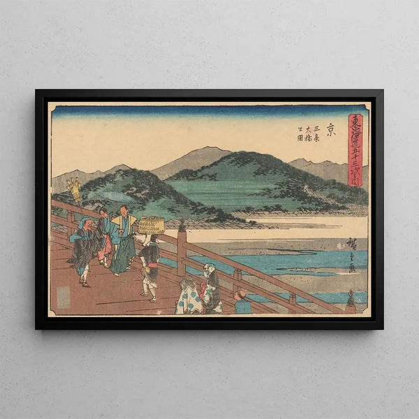 Kyoto-maalaus - Andō Hiroshige — kehystetty taideteos seinällä