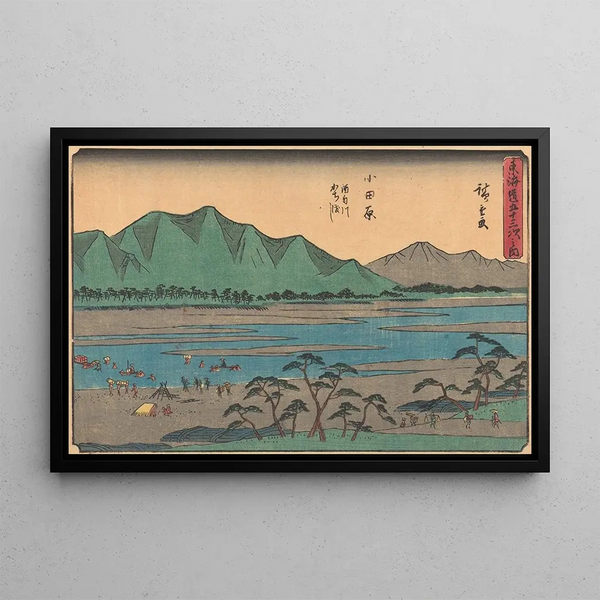 Odawara-maalaus - Andō Hiroshige — kehystetty taideteos seinällä