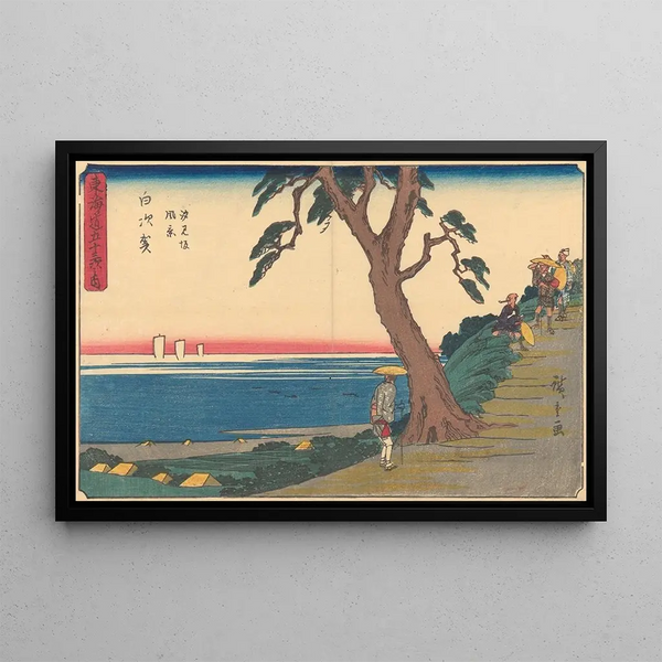 Shirasuka-maalaus - Andō Hiroshige — kehystetty taideteos seinällä