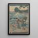 Kolme naista ja aallot - Andō Hiroshige — kehystetty taideteos seinällä