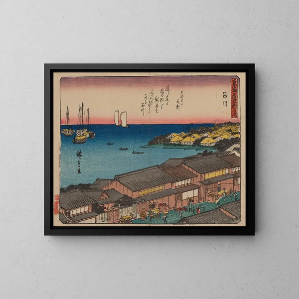 Tokaido gojusantsugi maalaus, levy 2 - Andō Hiroshige — kehystetty taideteos seinällä