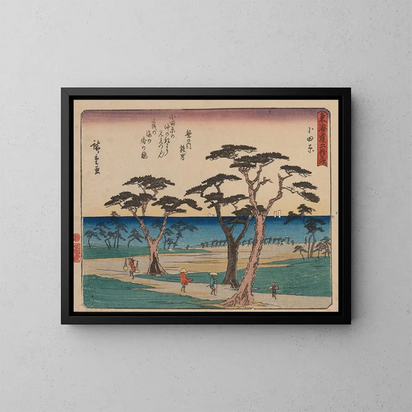 Tokaido gojusantsugi maalaus, levy 10 - Andō Hiroshige — kehystetty taideteos seinällä