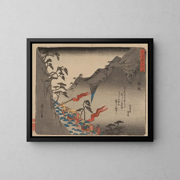 Tokaido gojusantsugi maalaus, levy 11 - Andō Hiroshige — kehystetty taideteos seinällä