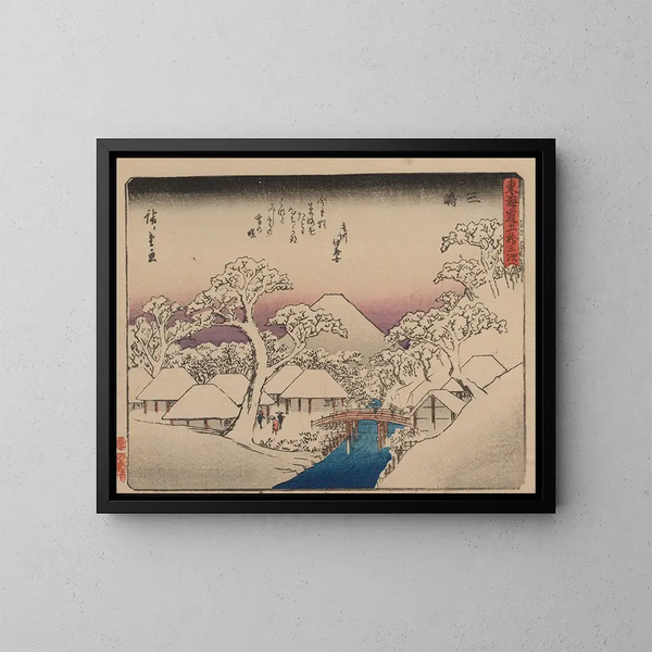 Tokaido gojusantsugi maalaus, levy 12 - Andō Hiroshige — kehystetty taideteos seinällä
