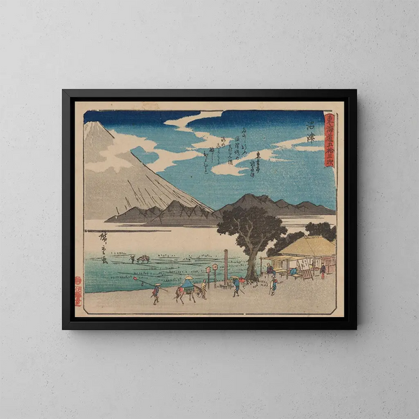 Tokaido gojusantsugi maalaus, levy 13 - Andō Hiroshige — kehystetty taideteos seinällä