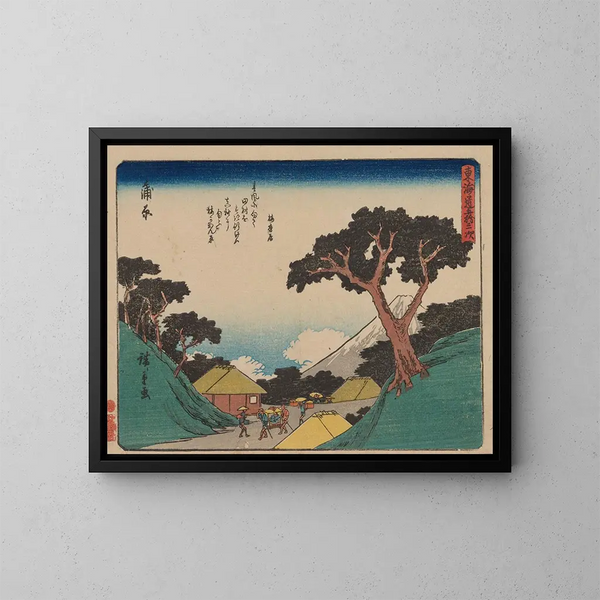 Tokaido gojusantsugi, planche 16 - Andō Hiroshige — kehystetty taideteos seinällä