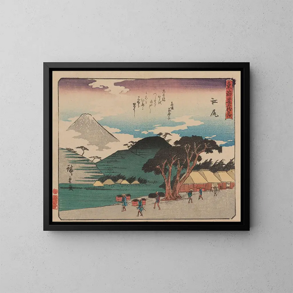 Tokaido gojusantsugi, planche 19 - Andō Hiroshige — kehystetty taideteos seinällä