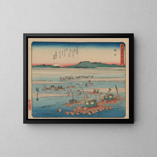 Tokaido gojusantsugi, planche 24 - Andō Hiroshige — kehystetty taideteos seinällä