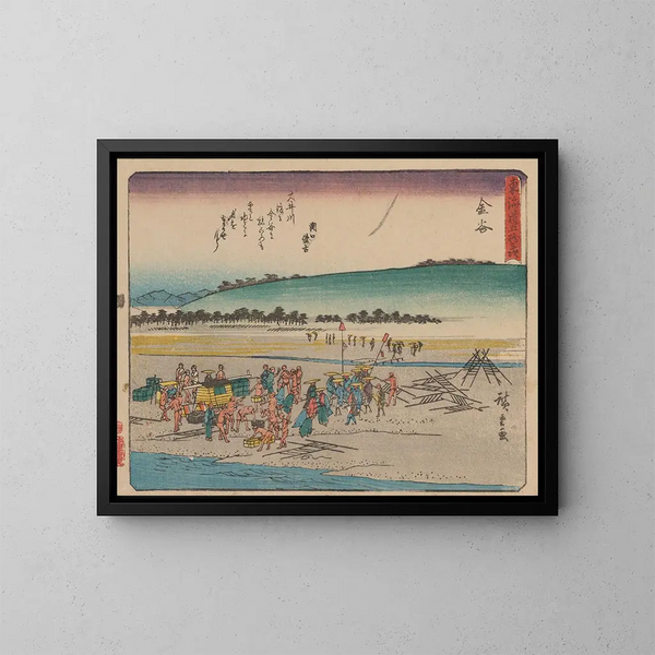 Tokaido gojusantsugi maalaus, levy 25 - Andō Hiroshige — kehystetty taideteos seinällä