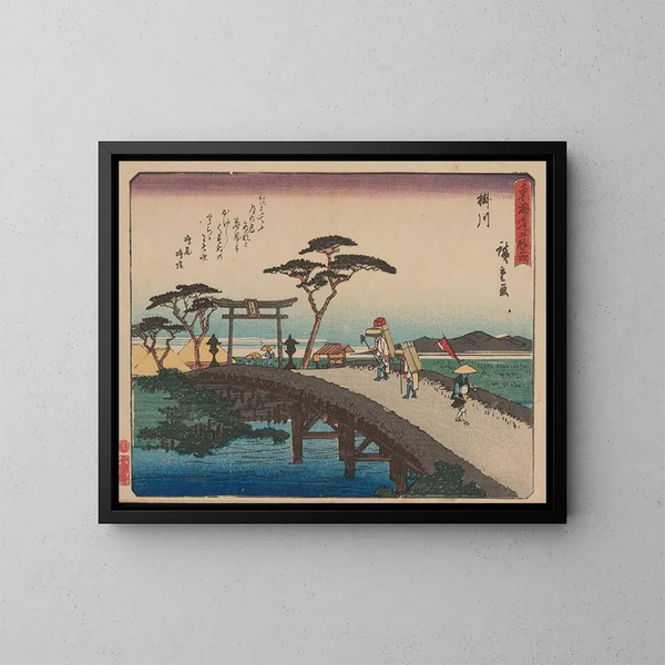 Tokaido gojusantsugi, planche 27 - Andō Hiroshige — kehystetty taideteos seinällä