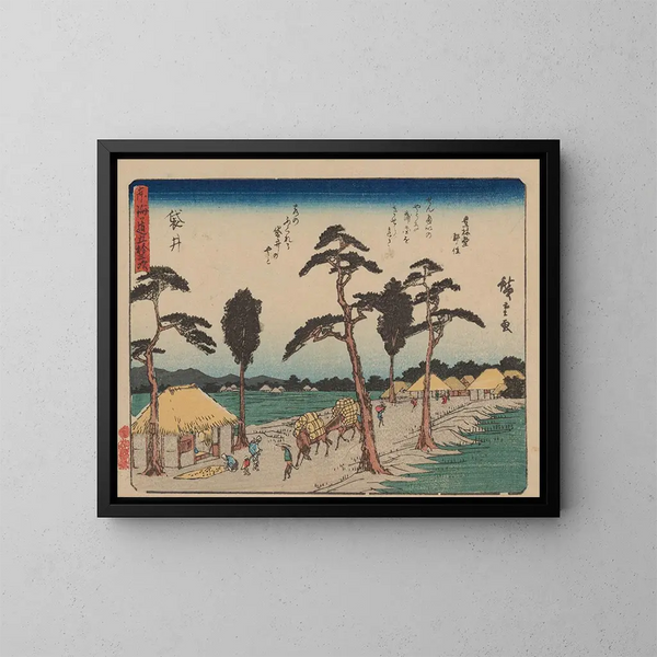 Tokaido gojusantsugi, planche 28 - Andō Hiroshige — kehystetty taideteos seinällä