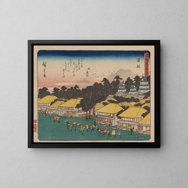 Tokaido gojusantsugi, planche 30 - Andō Hiroshige — kehystetty taideteos seinällä