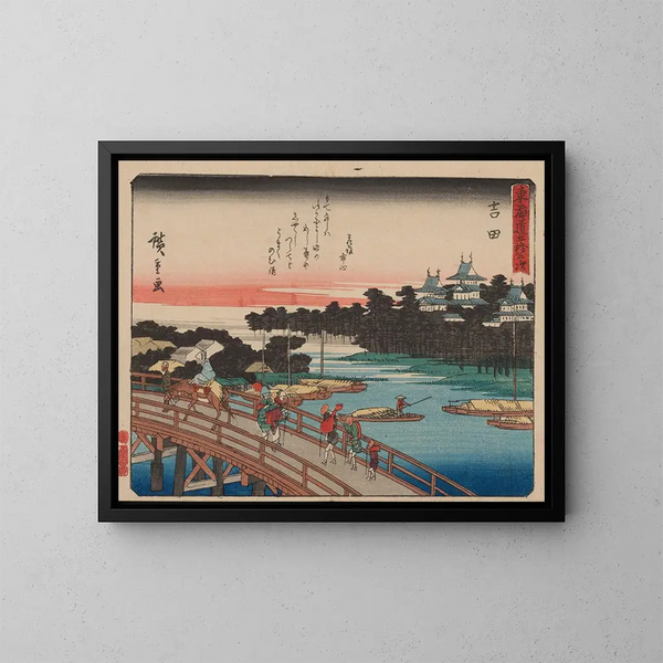 Tokaido gojusantsugi maalaus, levy 35 - Andō Hiroshige — kehystetty taideteos seinällä