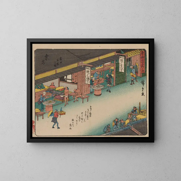 Tokaido gojusantsugi, planche 43 - Andō Hiroshige — kehystetty taideteos seinällä