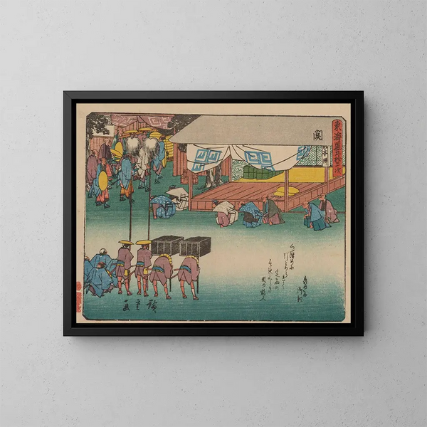 Tokaido gojusantsugi, planche 48 - Andō Hiroshige — kehystetty taideteos seinällä