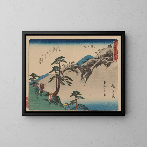 Tokaido gojusantsugi maalaus, planche 49 - Andō Hiroshige — kehystetty taideteos seinällä