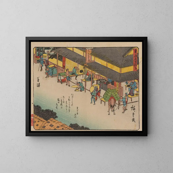 Tokaido gojusantsugi, planche 53 - Andō Hiroshige — kehystetty taideteos seinällä