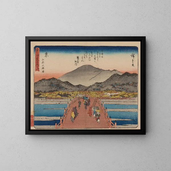 Tokaido gojusantsugi, planche 55 - Andō Hiroshige — kehystetty taideteos seinällä