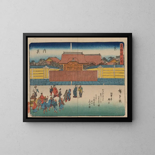 Tokaido gojusantsugi, planche 56 - Andō Hiroshige — kehystetty taideteos seinällä