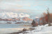 Talvimaisema aamuvalolla vuorilla taustalla, näkymä Alpeille - Anders Andersen-Lundby — näkymä teoksesta