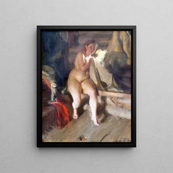 Loftissa - Anders Zorn — kehystetty taideteos seinällä