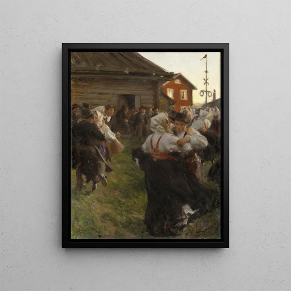 Kesän kesäpäivän tanssi - Anders Zorn — kehystetty taideteos seinällä