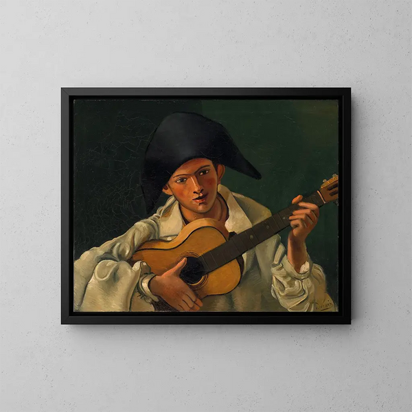 Buste d'Arlequin à la guitare - André Derain — kehystetty taideteos seinällä