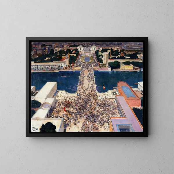 La colline de Chaillot pendant l'Exposition internationale de 1937 vue de la Tour Eiffel - André Victor Édouard Devambez — kehystetty taideteos seinällä
