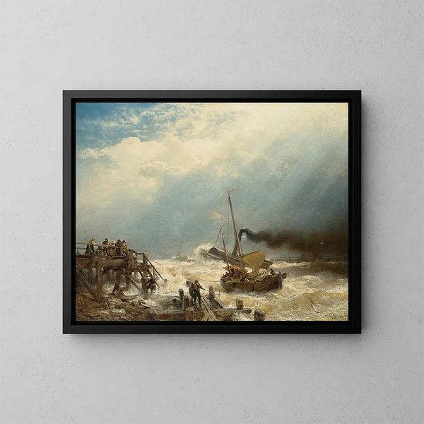Port d'Ostende - Andreas Achenbach — kehystetty taideteos seinällä