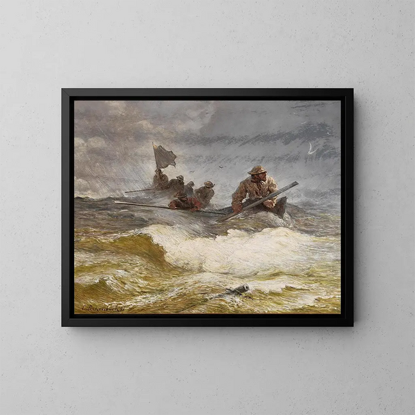 Meripelastuksesta - Andreas Achenbach — kehystetty taideteos seinällä