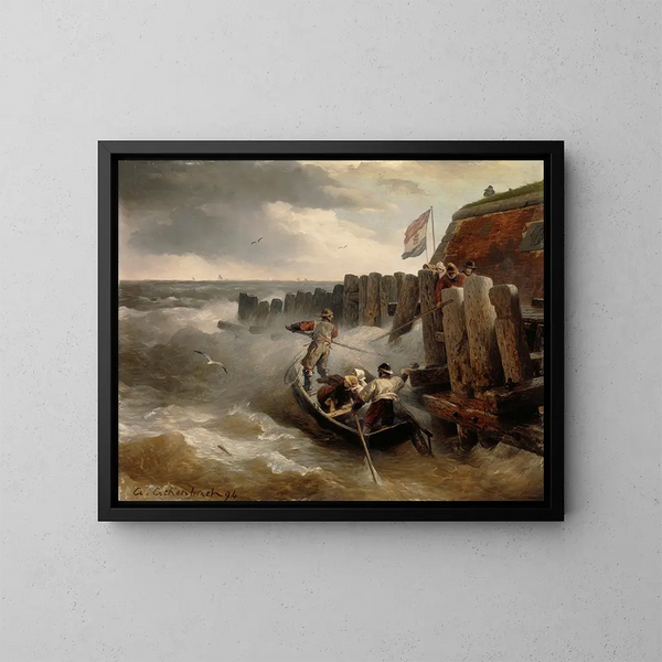 Merimaalauksen - Andreas Achenbach — kehystetty taideteos seinällä