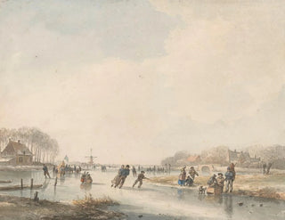 Andreas Schelfhout - Landschap met schaatsenrijders.webp