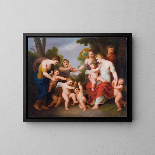 Un combat entre des putti - Andries Cornelis Lens — kehystetty taideteos seinällä