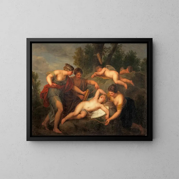 Le désarmement de Cupidon - Andries Cornelis Lens — kehystetty taideteos seinällä