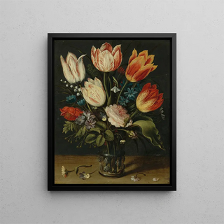 Andries Daniels - Still Life Of Tulips And Other Flowers In A Glass Vase.webp