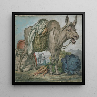 David Humbert de Superville - Balkende ezel met groenten waarachter David en Abigae.webp