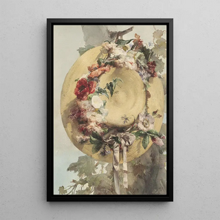 Angelo Rossi - Straw Hat with Roses Carnations and Cornflowers.webp