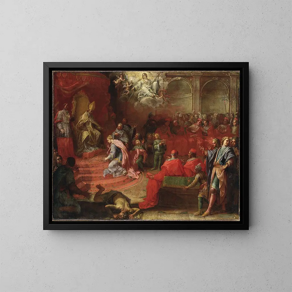 Allégorie de la soumission de la reine Christine à l'Église catholique et au pape Alexandre VII - Angelo Trevisani — kehystetty taideteos seinällä